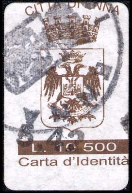 Marca da Bollo del Comune di ENNA (CASTROGIOVANNI) su Carta Bianca di dimensioni 16 x 24 mm