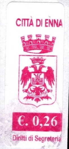 Marca da Bollo del Comune di ENNA (CASTROGIOVANNI) su Carta Bianca di dimensioni 16 x 34 mm