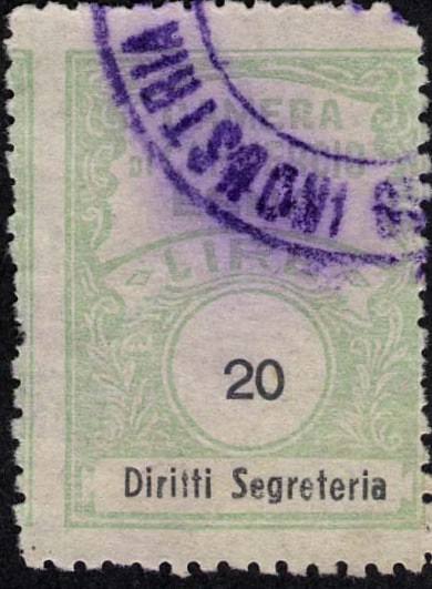 Marca da Bollo del Comune di ENNA (CASTROGIOVANNI) su Carta Bianca Sottile di dimensioni 22 x 30 mm