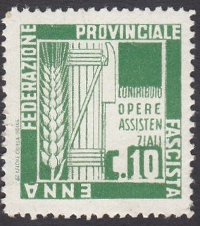 Marca da Bollo del Comune di ENNA (CASTROGIOVANNI) su Carta Bianca Sottile di dimensioni 25 x 27 mm