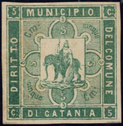 Marca da Bollo del Comune di CATANIA su Carta Bianca di dimensioni 29 x 31 mm