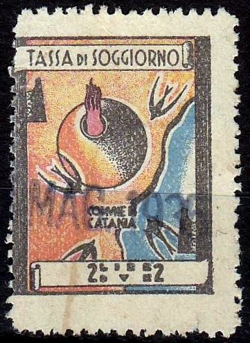 Marca da Bollo del Comune di CATANIA su Carta Bianca di dimensioni 23 X 30 mm