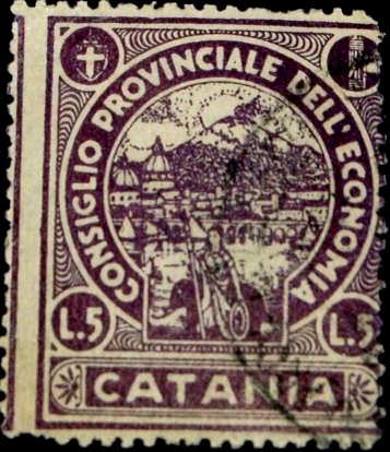 Marca da Bollo del Comune di CATANIA su Carta Bianca di dimensioni 29,5 x 35 mm