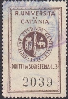 Marca da Bollo del Comune di CATANIA su Carta Bianca di dimensioni 26 x 41 mm