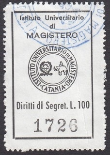 Marca da Bollo del Comune di CATANIA su Carta Bianca di dimensioni 28 x 45 mm