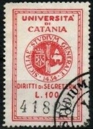 Marca da Bollo del Comune di CATANIA su Carta Bianca di dimensioni 28 x 46 mm