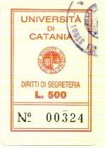 Marca da Bollo del Comune di CATANIA su Carta Bianca di dimensioni 28 x 43 mm