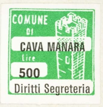 Marca da Bollo del Comune di CAVA MANARA su Carta Bianca di dimensioni 20 x 20 mm