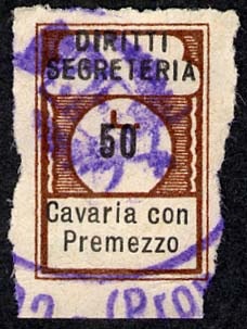 Marca da Bollo del Comune di CAVARIA CON PREMEZZO su Carta Bianca di dimensioni 11 x 17 mm