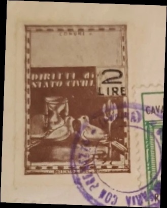 Marca da Bollo del Comune di CAVARIA CON PREMEZZO su Carta Bianca di dimensioni 22,5 X 33 mm