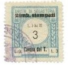 Marca da Bollo del Comune di CAVASO DEL TOMBA su Carta Bianca di dimensioni 23,5 x 26 mm
