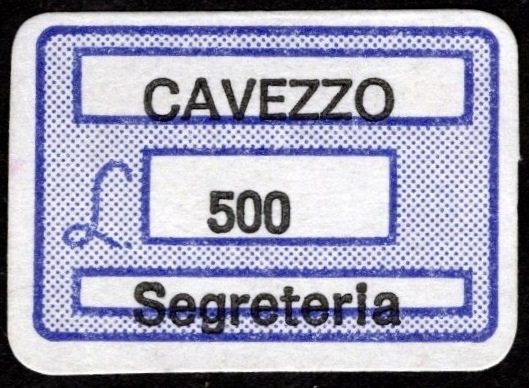 Marca da Bollo del Comune di CAVEZZO su Carta Bianca di dimensioni 20 x 14 mm