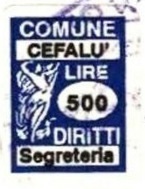 Marca da Bollo del Comune di CEFALU´ su Carta Bianca di dimensioni 14,5 x 20 mm