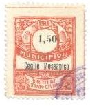 Marca da Bollo del Comune di CEGLIE MESSAPICA su Carta Bianca Sottile di dimensioni 22 x 28,5 mm