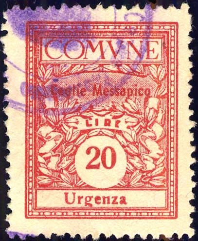 Marca da Bollo del Comune di CEGLIE MESSAPICA su Carta Bianca di dimensioni 22 x 29 mm