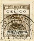 Marca da Bollo del Comune di CELICO su Carta Bianca di dimensioni 22,5 x 29 mm
