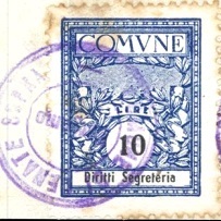 Marca da Bollo del Comune di CENATE SOPRA su Carta Bianca di dimensioni 22 x 28 mm