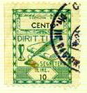 Marca da Bollo del Comune di CENTO su Carta Bianca Sottile di dimensioni 20 x 25 mm