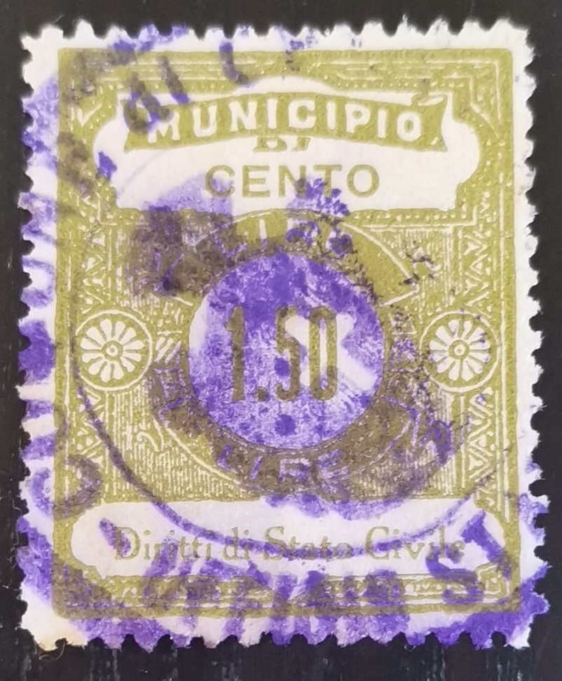 Marca da Bollo del Comune di CENTO su Carta Bianca Sottile di dimensioni 22,5 x 29 mm
