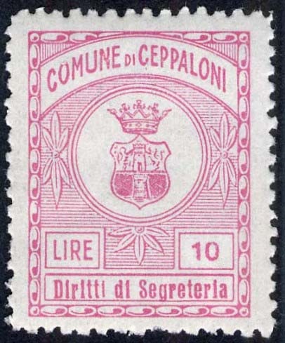 Marca da Bollo del Comune di CEPPALONI su Carta Bianca di dimensioni 22 x 28,5 mm