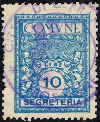 Marca da Bollo del Comune di CEPRANO su Carta Bianca di dimensioni 22 x 29 mm