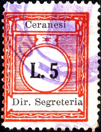 Marca da Bollo del Comune di CERANESI su Carta Bianca di dimensioni mm