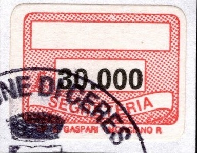 Marca da Bollo del Comune di CERES su Carta Bianca di dimensioni 20 x 14 mm