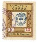 Marca da Bollo del Comune di CEREA su Carta Bianca Sottile di dimensioni 23,5 x 29,5 mm