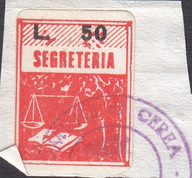 Marca da Bollo del Comune di CEREA su Carta Bianca di dimensioni 15,5 x 19,5 mm