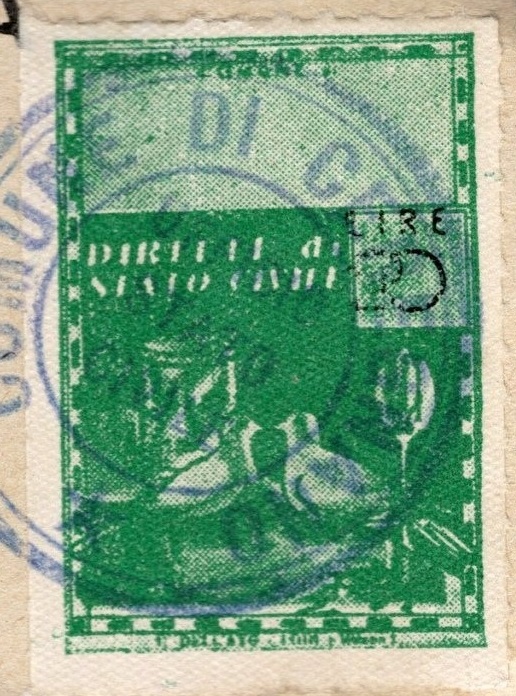 Marca da Bollo del Comune di CEREGNANO su Carta Bianca Sottile di dimensioni 22 X 33 mm