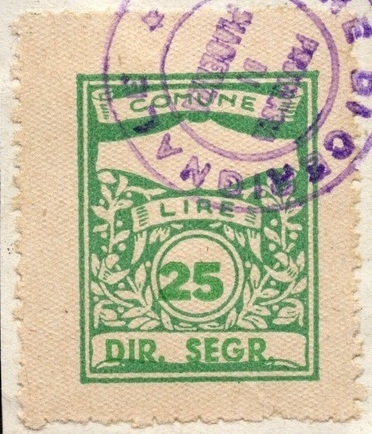 Marca da Bollo del Comune di CERIGNALE su Carta Bianca di dimensioni 22 x 28 mm