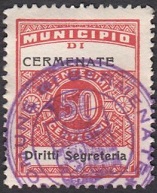 Marca da Bollo del Comune di CERMENATE su Carta Bianca di dimensioni 22 x 29 mm