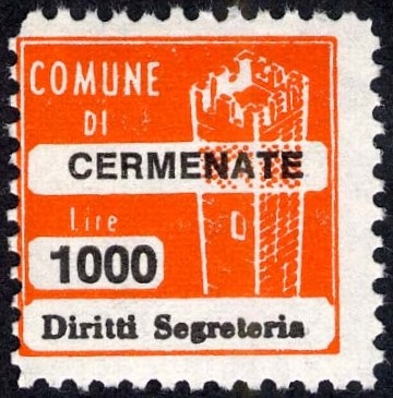 Marca da Bollo del Comune di CERMENATE su Carta Bianca Sottile di dimensioni 20 x 20 mm