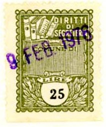 Marca da Bollo del Comune di CERRETO LAZIALE su Carta Bianca di dimensioni 22 x 29 mm