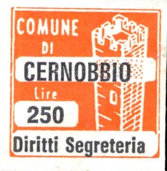 Marca da Bollo del Comune di CERNOBBIO su Carta Bianca di dimensioni 20 x 20 mm