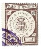 Marca da Bollo del Comune di CERRETO DI SPOLETO su Carta Bianca di dimensioni 26,5 x 34 mm