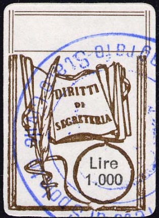 Marca da Bollo del Comune di CERRETO DI SPOLETO su Carta Bianca di dimensioni 19 x 29 mm