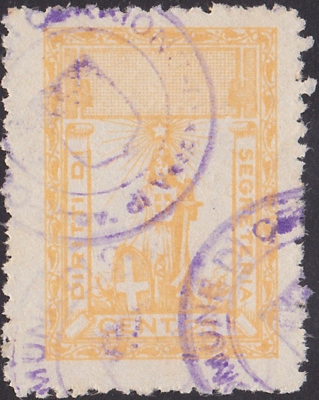 Marca da Bollo del Comune di CERRIONE su Carta Bianca Sottile di dimensioni 20 x 29 mm