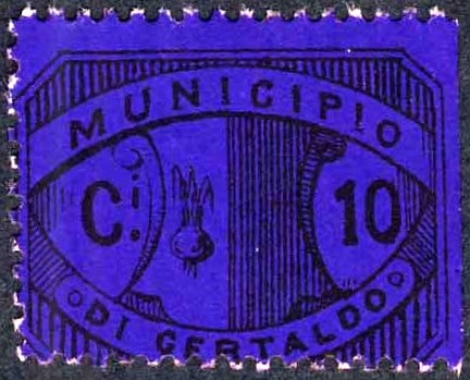 Marca da Bollo del Comune di CERTALDO su Carta Colorata di dimensioni 27 x 21 mm
