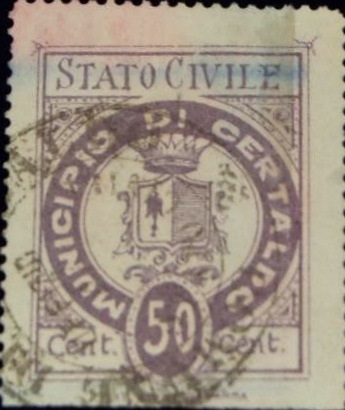 Marca da Bollo del Comune di CERTALDO su Carta Bianca Sottile di dimensioni 23 x 27 mm
