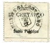 Marca da Bollo del Comune di CERTALDO su Carta Bianca Sottile di dimensioni 37,5 x 30,5 mm