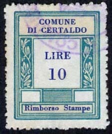 Marca da Bollo del Comune di CERTALDO su Carta Bianca di dimensioni 23 X 30 mm