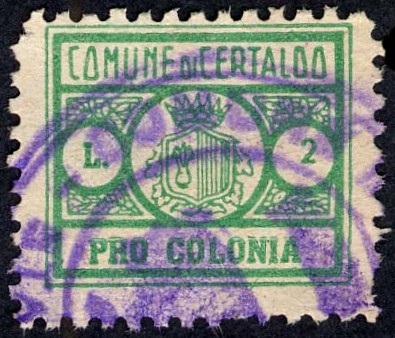 Marca da Bollo del Comune di CERTALDO su Carta Bianca Sottile di dimensioni 21 x 18 mm