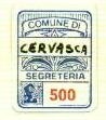 Marca da Bollo del Comune di CERVASCA su Carta Bianca di dimensioni 15,5 x 20,5 mm