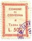 Marca da Bollo del Comune di CERVESINA su Carta Bianca Sottile di dimensioni 22 x 29 mm