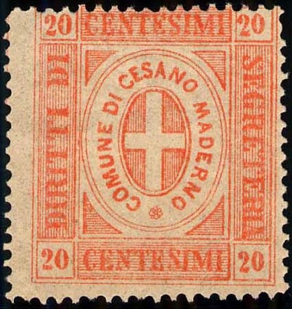 Marca da Bollo del Comune di CESANO MADERNO su Carta Bianca Sottile di dimensioni 25 x 29 mm