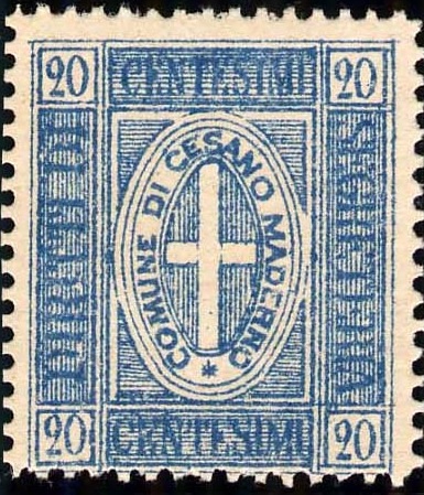 Marca da Bollo del Comune di CESANO MADERNO su Carta Bianca di dimensioni 23 x 27,5 mm