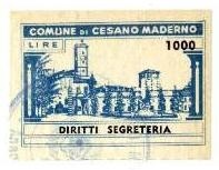 Marca da Bollo del Comune di CESANO MADERNO su Carta Bianca di dimensioni 41 x 27,5 mm