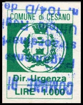 Marca da Bollo del Comune di CESANO MADERNO su Carta Bianca di dimensioni 15 x 19 mm