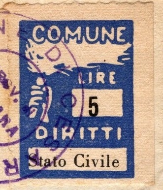 Marca da Bollo del Comune di CESARA su Carta Bianca di dimensioni 18 x 27 mm